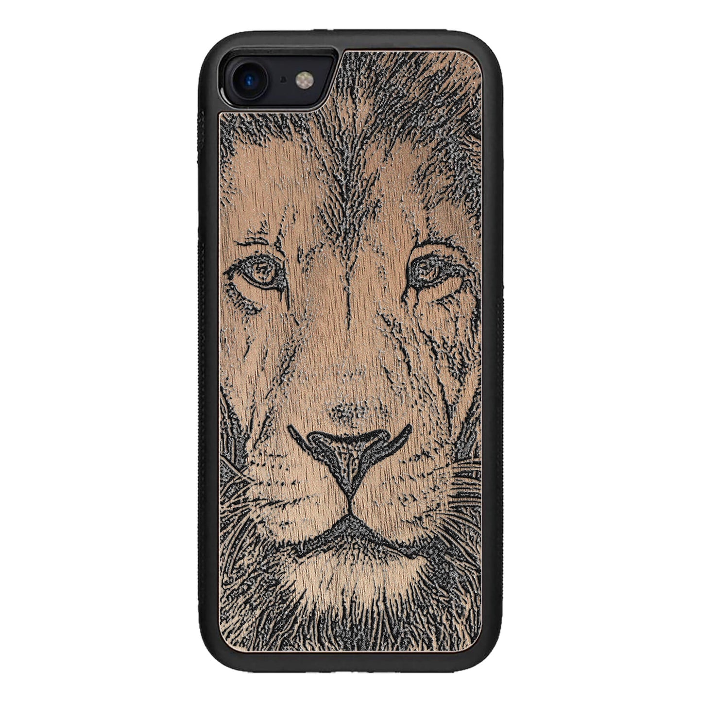 Wood Case for iPhone SE 3 generation case Lion