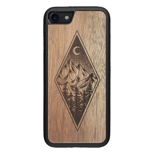 Wooden Case for iPhone SE 2 generation case Mountain Night