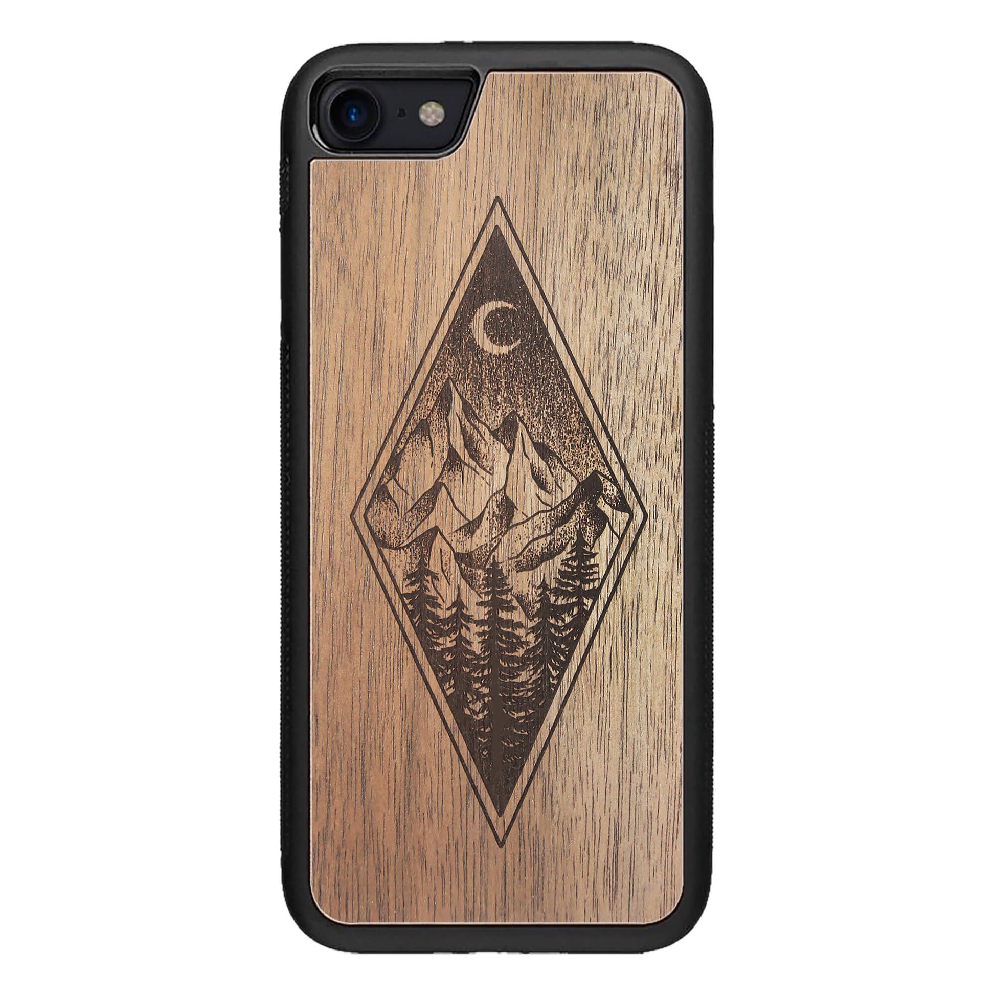 Wooden Case for iPhone SE 3 generation case Mountain Night