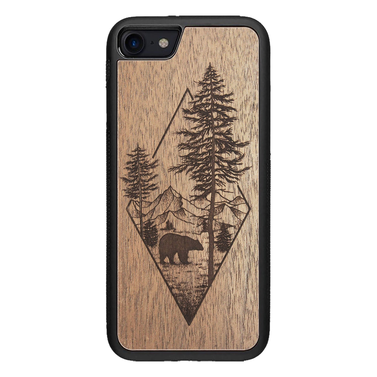 Wooden Case for iPhone SE 2 generation case Woodland Bear