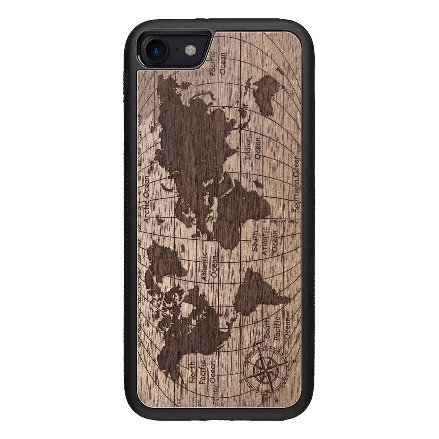 Wooden Case for iPhone SE 2 generation case World Map