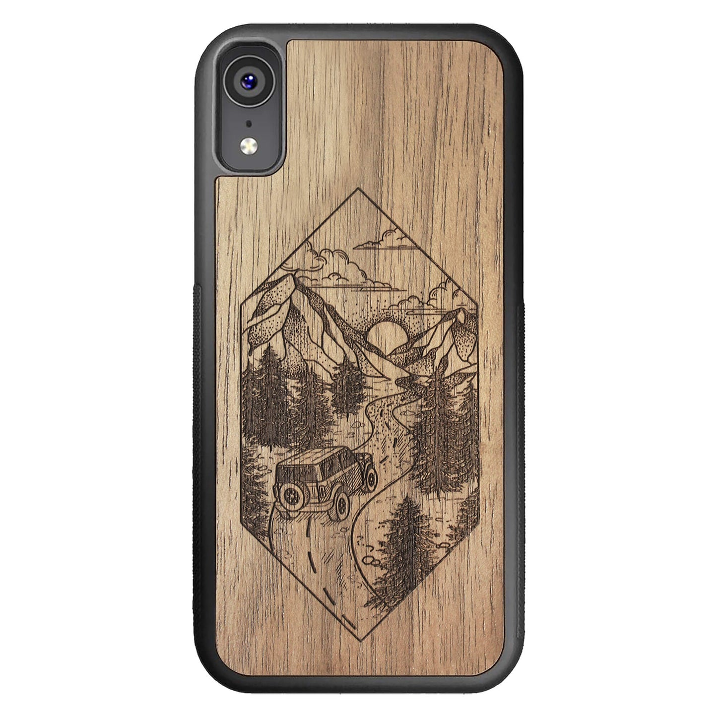 Wooden Case for iPhone XR Mountain Road