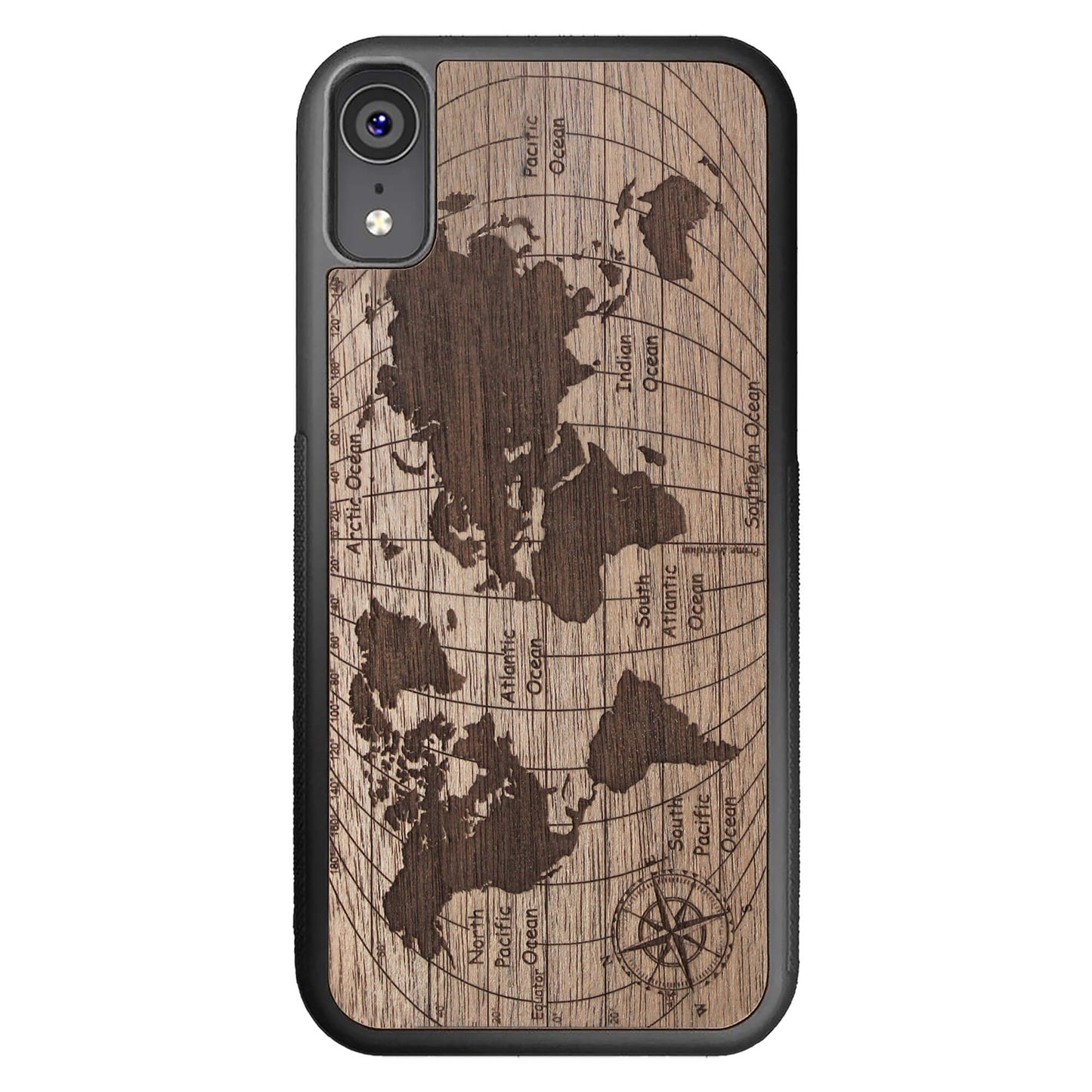 Wooden Case for iPhone XR World Map