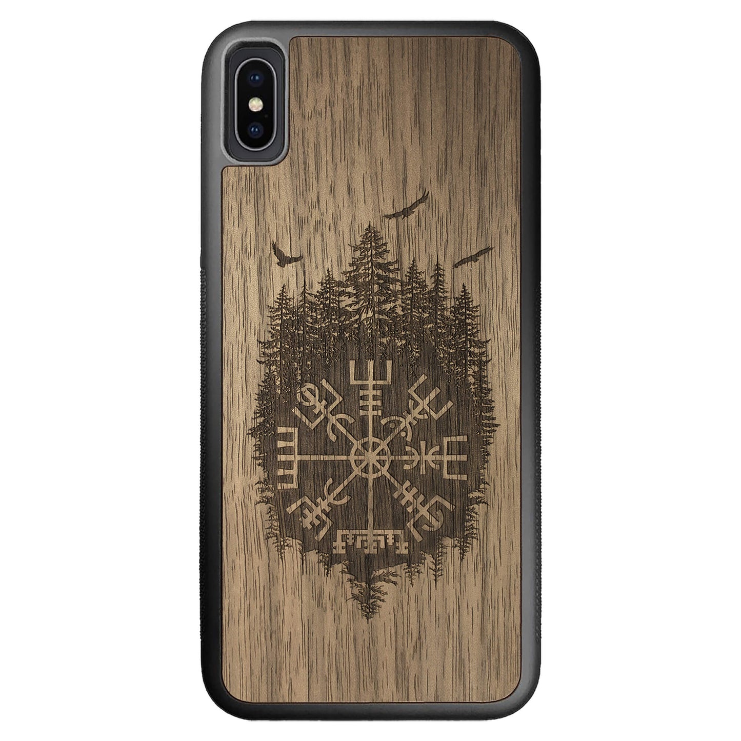 Wooden Case for iPhone XS Max Viking Compass Vegvisir