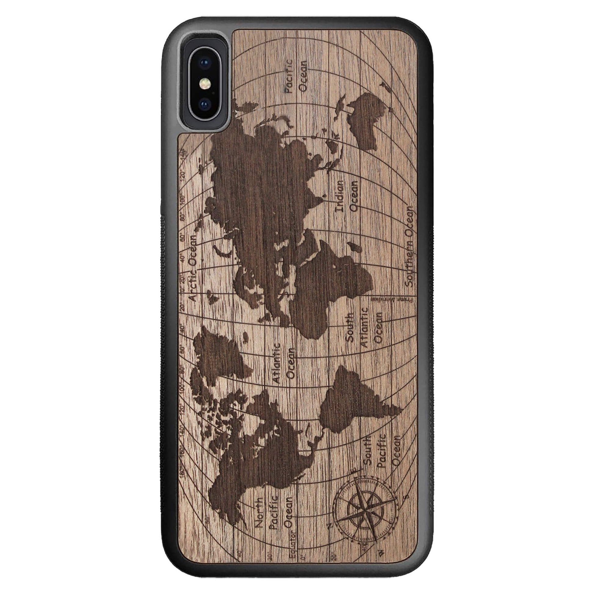 Wooden Case for iPhone XS Max World Map