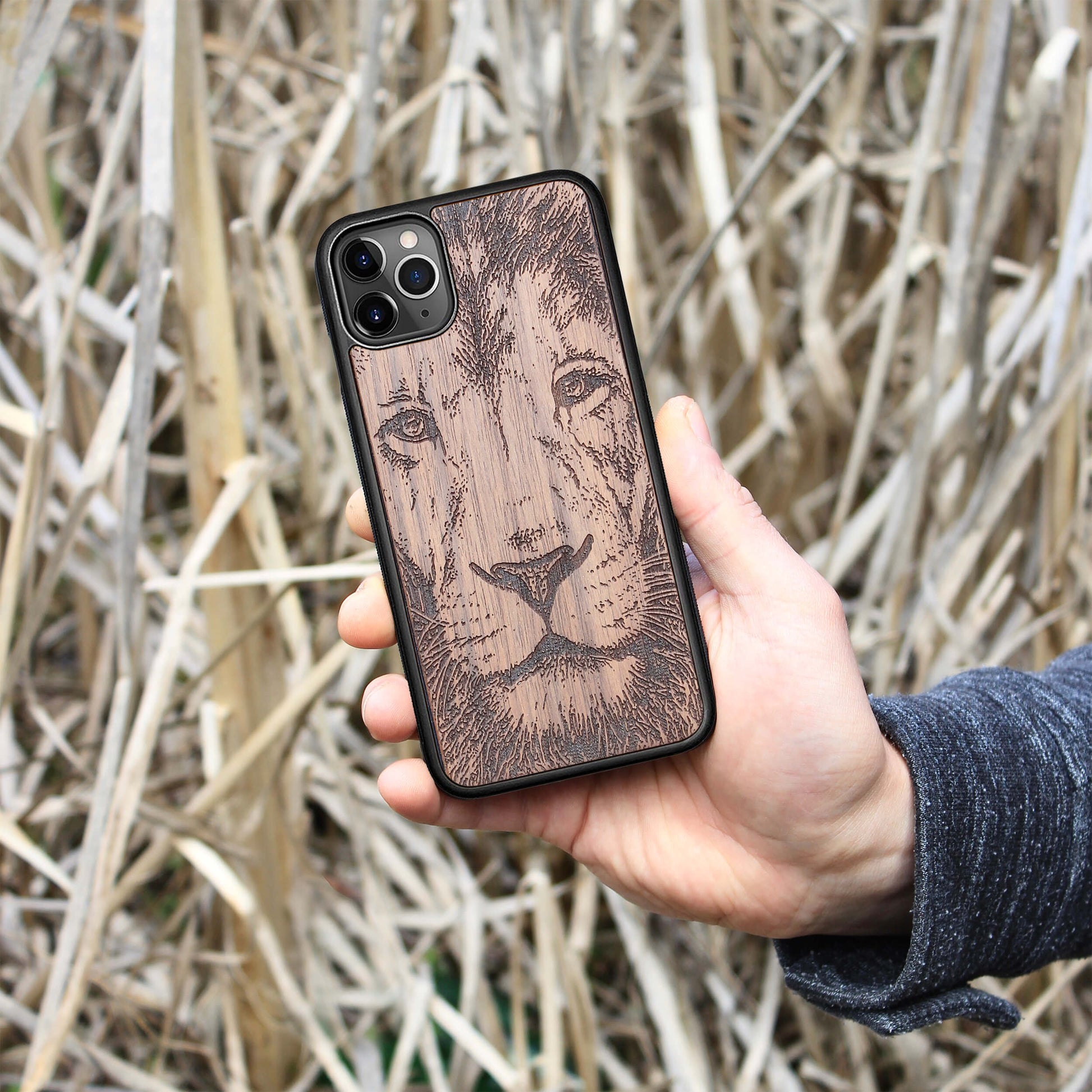 Wood iPhone Case XS Max Lion face