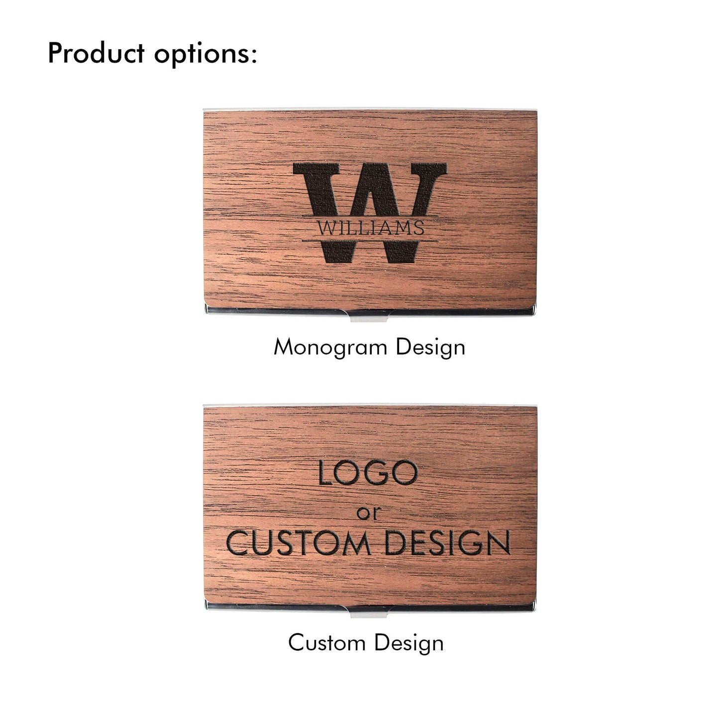 Custom Wood & Metal Business Card Holder Case