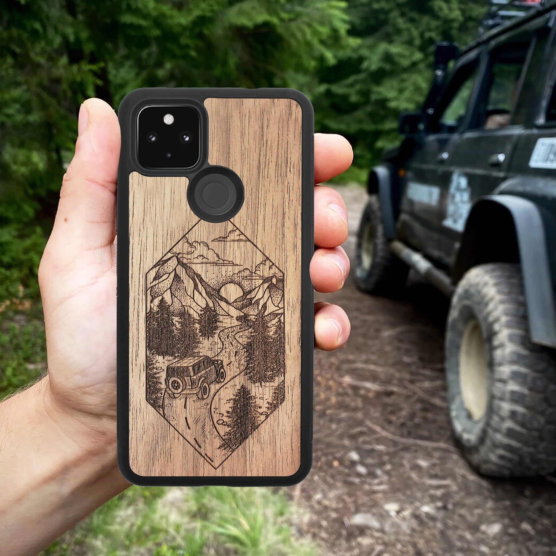 Wood Pixel 4A Case Mountain Road