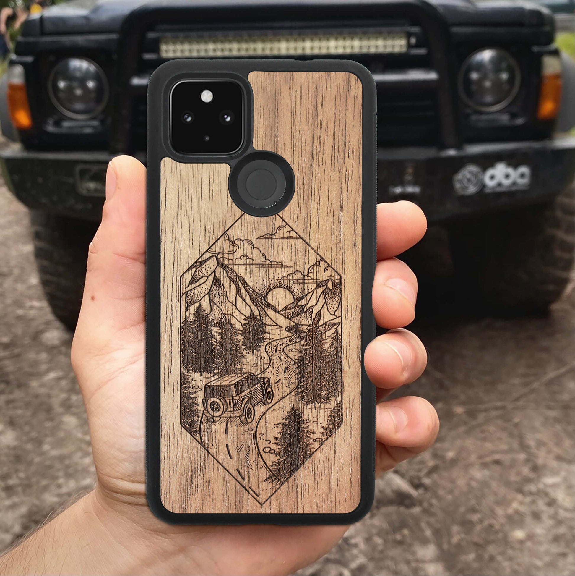 Wood Pixel 5 Case Mountain Road