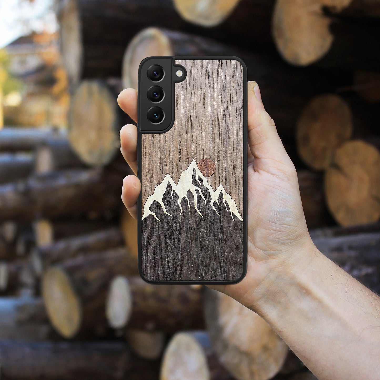 Wood Galaxy S22 Ultra Case Mountains