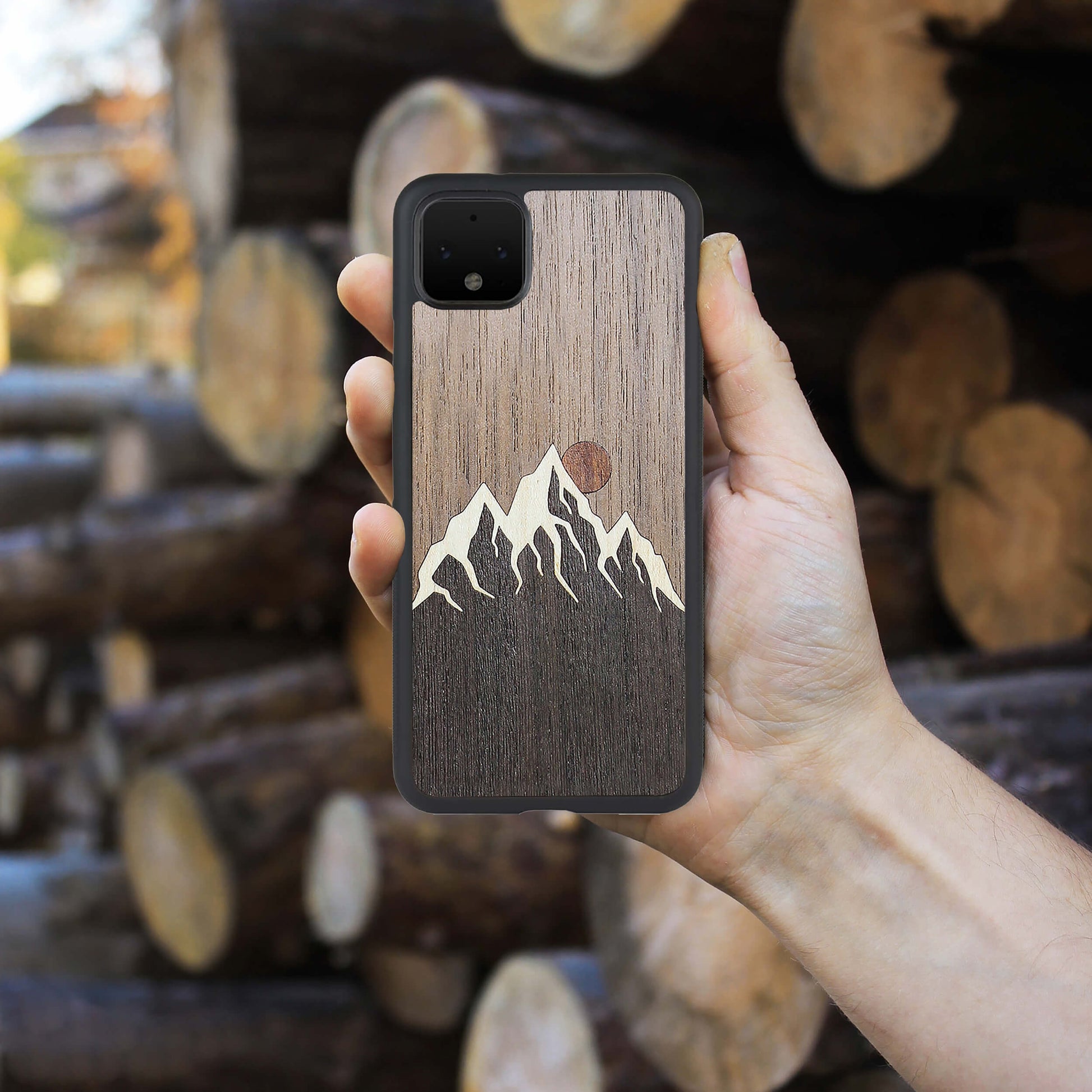Wooden Pixel 3A Case Mountain