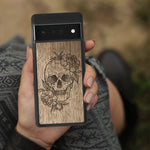 Wood Pixel 4 XL Case Skull