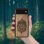 Wood Pixel 3A Case Viking Compass Vegvisir