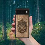 Wood Pixel 6A Case Viking Compass Vegvisir