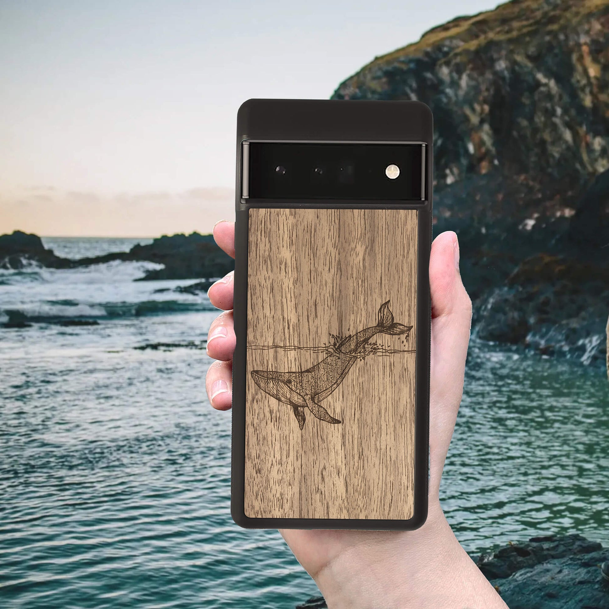Wood Pixel 3A Case Whale