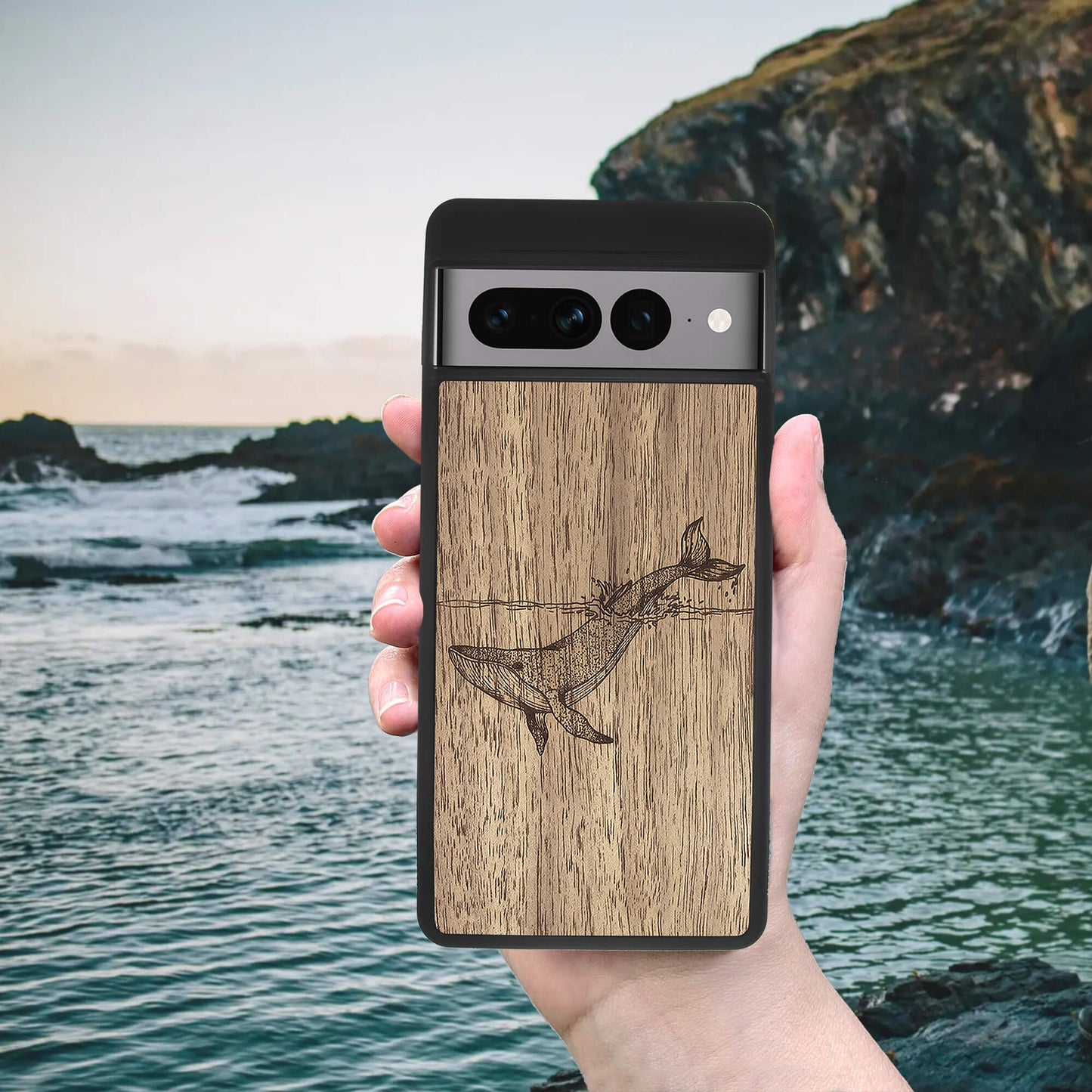 Wood Pixel 7 Pro Case Whale