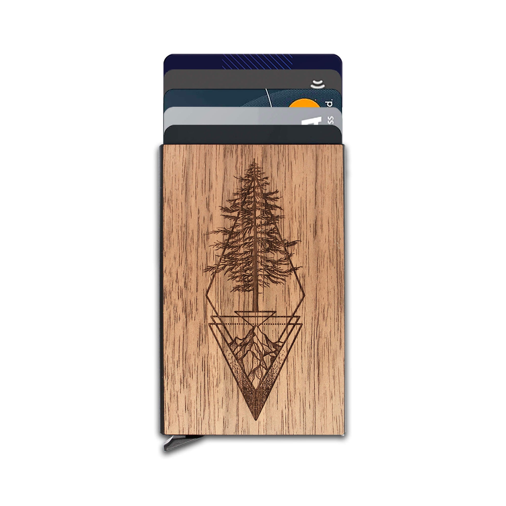 Picea - Buy Metal Credit Card Holder with Wooden front Picea - Buy Metal Credit Card Holder with Wooden front