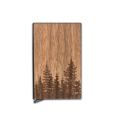 Forest - Wood & Metal Credit Card Holder with Pop Up