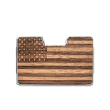 US flag - Wooden Credit Card Holder with Money Clip Wallet
