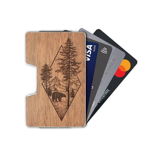 Wooden Credit Card Holder with Money Clip Wallet