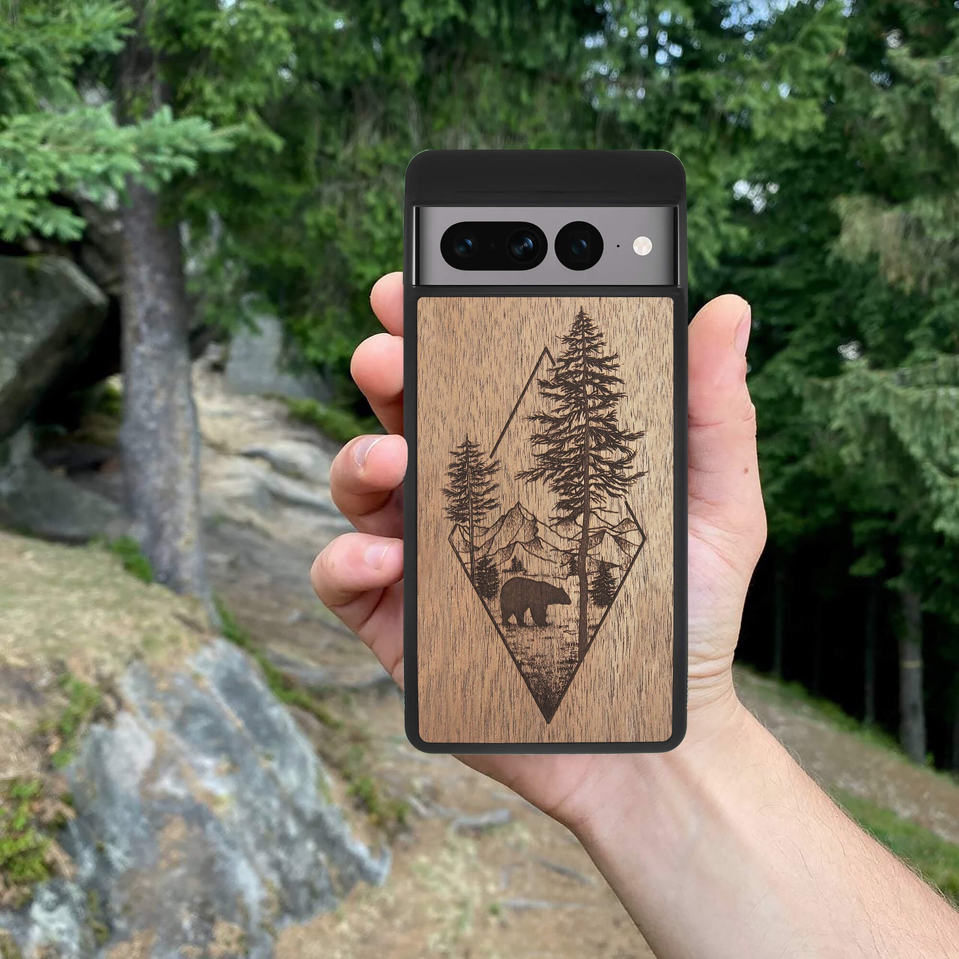 Wood Google Pixel 7 Pro Case Woodland Bear